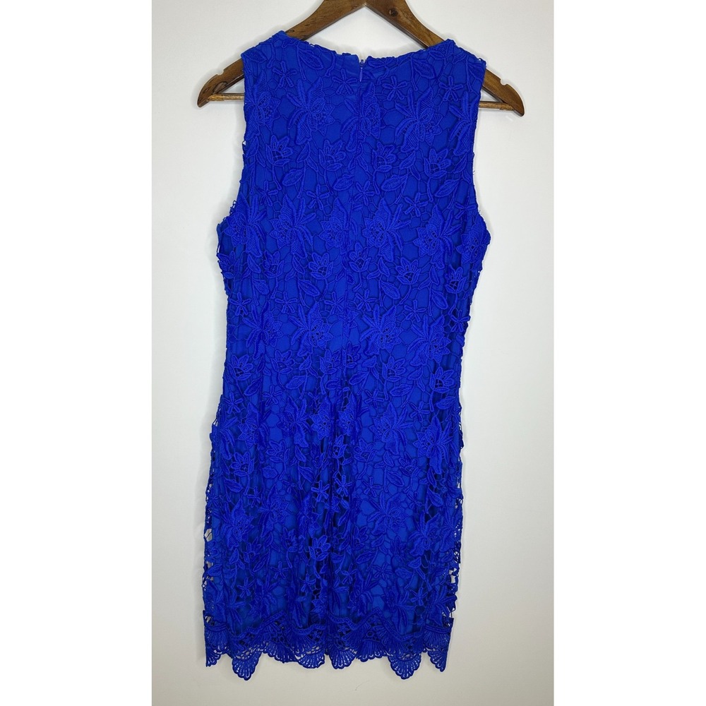 Lauren Ralph Lauren Royal Blue Floral Lace Overlay Sleeveless Sheath Dress Sz 10 - Picture 8 of 15
